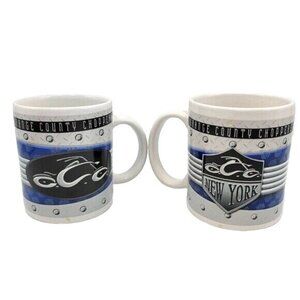 Orange County Choppers Motorcycle Mug Set x2 3.75" 2005 Houston Harvest